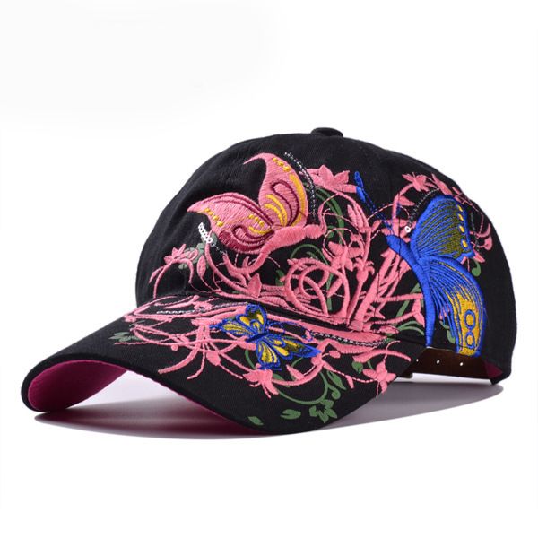 

new hat korean chaoliang embroidered baseball cap butterfly embroidered duck tongue hat, Blue;gray