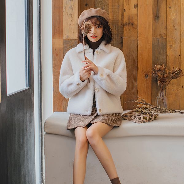 

2019 new 100% real sheep fur coat women natural fur jacket real wool coat chamois leather lining big size f1120, Black