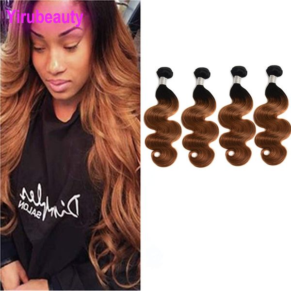 Cabelo humano peruano 1b/30 ombre Virgin Hair Body Wave 4 Pactles 1b 30 dois tons de cor 4 pacotes tingidos por atacado T1B/30