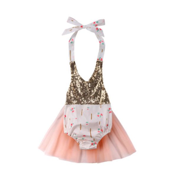 

Emmababy Newborn Infant Baby Girl Backless Sequin Tutu Halter Romper Clothes 0-24M