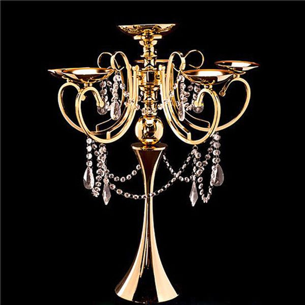 Alto De Metal 5 Braço Candelabro Candelabro Candelabro De Ouro Suporte De Vela De Ouro Mesa Do Centro De Mesa Decorações Suprimentos