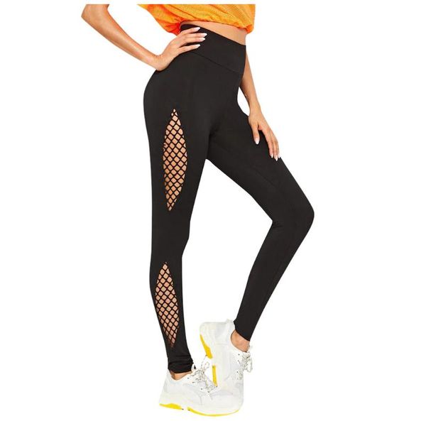 

women yoga pants hollow fish net elastic exercise fitness running yoga pants fitness workout running tights sport trousers, White;red