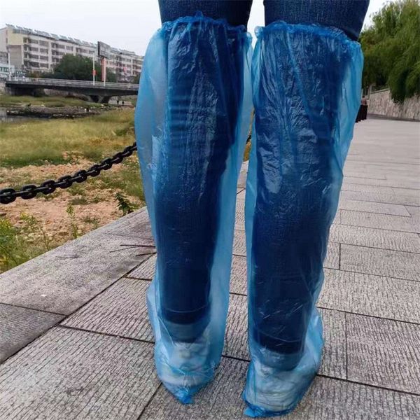 

latest designs disposable shoe cover transparent dustproof protect overshoes plastic elastic long boots covers for adults 0 3yq e19