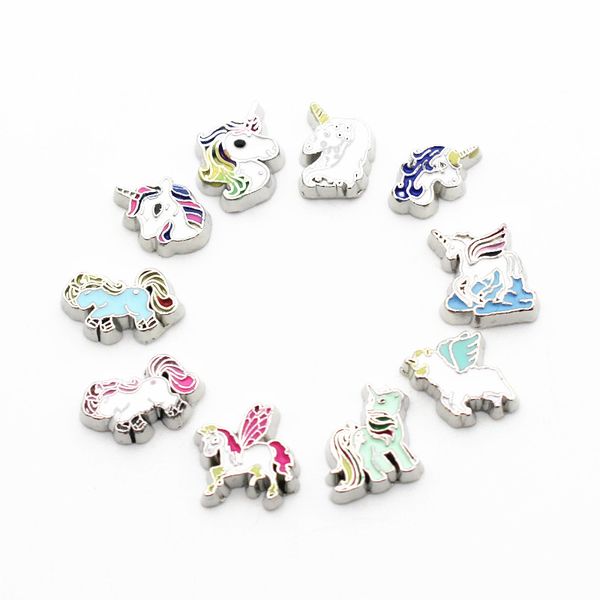 

new arrive 20pcs/lot mix silver unicorn alloy floating charms living memory floating lockets charms for diy accessory, Bronze;silver