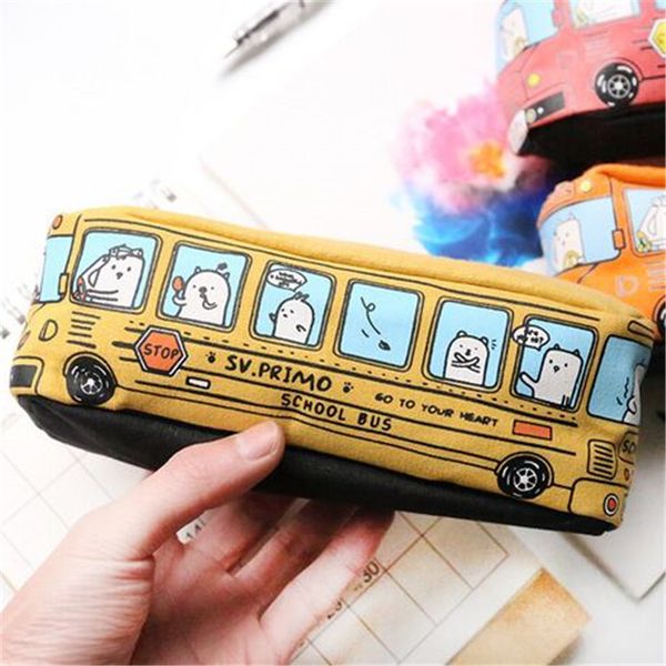 

kids pencil case 4 colors 20*6cm kids students lovely canvas large capacity zipper pencil bag cartoon printed pencil bags kids gift fj35-u, Black