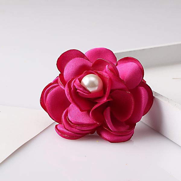 

sweet women fabric flower hair clips with pearl kids girls hair accessories wedding elegant rose floral hairpin grip