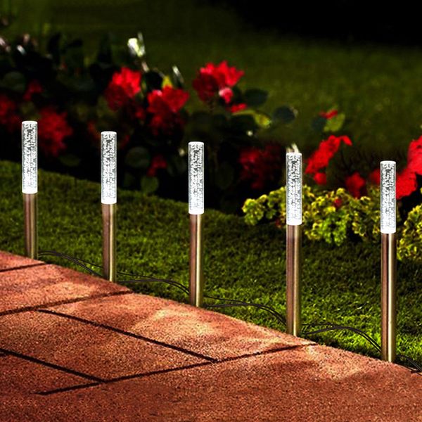 

outdoor solar powered garden stake lights yard lawn path light bar waterproof landscape acrylic bubble lamp