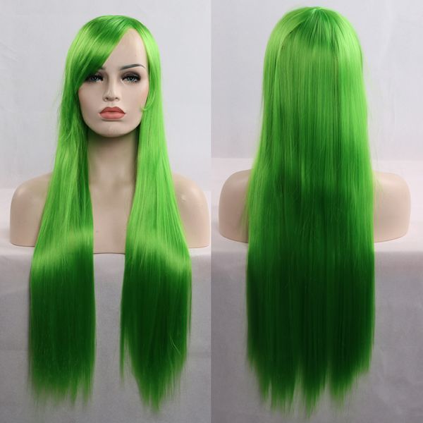 

female wig cosplay color cos harajuku style 80cm long straight hair artificial high temperature fiber 31.5in, Black