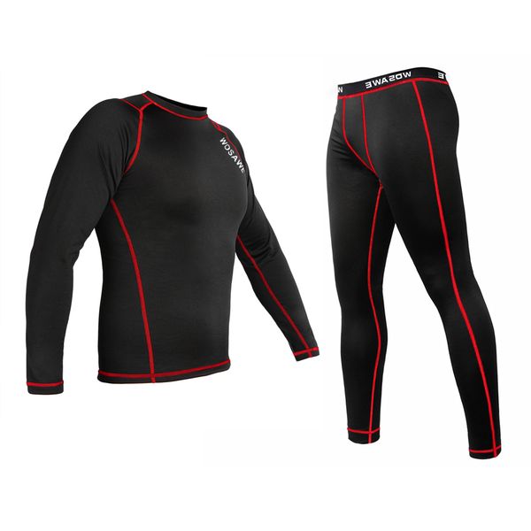 

wosawe thermal fleece motorcycles base layer man thermal underwear men's sports wear motocross clothing female warm long johns