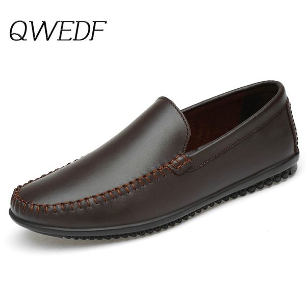 

2019 mens shoes italy loafers genuine leather moccasin dress shoes men business flat driver black brown big size k6-30