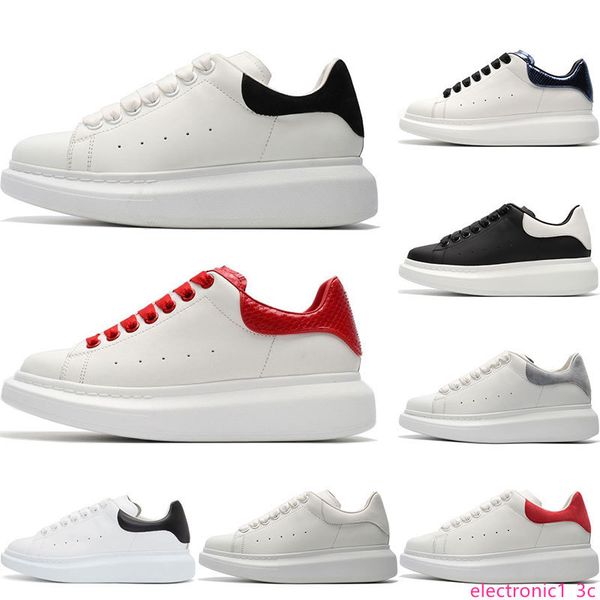 

2019 mens designer shoes white leather casual for girl women men black gold red fashion comfortable flat sports sneakers size 35-44, Black;green