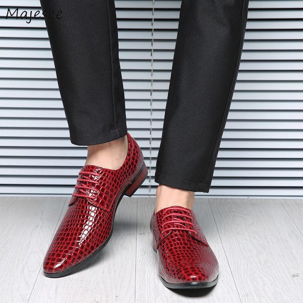 

men's dress shoes patent leather trendy breathable soft bottom men lace-up british style large size classic non-slip all-match, Black