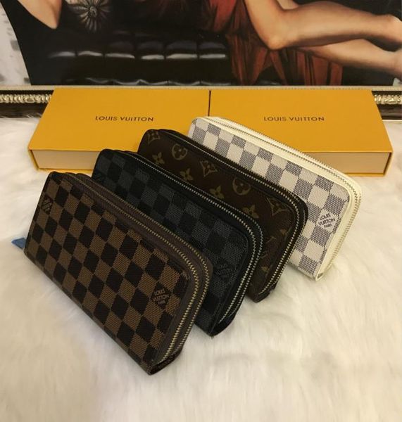 

2019 wholesale black bottoms lady long wallet multicolor men coin purse card holder women classic dual zippers pocket cheque clipped bags