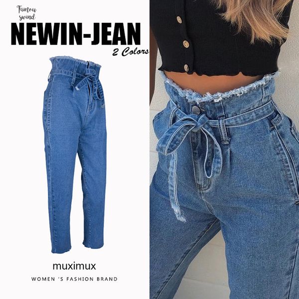 

autumn denim jeans women high waist winter jeans femme streetwear modern tassel jeans straight female cowboy denim pants, Blue