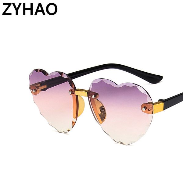 

sunglasses 2021 frameless kids heart children child trimmed marine lens sun glasses girls boys lentes de sol mujer, White;black
