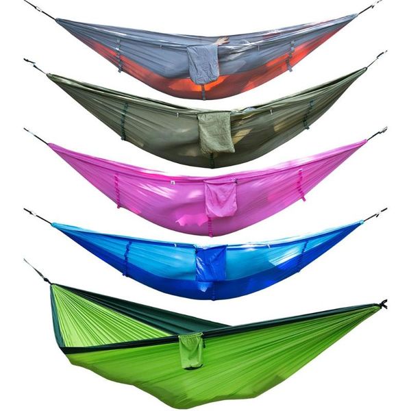 

portable hammock outdoor camping hunting mosquito net parachute nylon hammock hanging bed leisure swing sleeping bed
