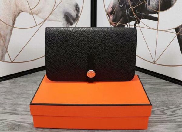 

3a dogon duo combined wallet togo calfskin leather,lambskin lining,5 card slots,1 bill pocket,1 removable purse,with dust bag box, Red;black