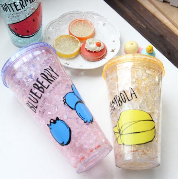 

the latest 15.2oz and 18.6oz double-layer plastic drinking straws, 8 types of ice cups, summer cold drinks, juice coffee plastic cups
