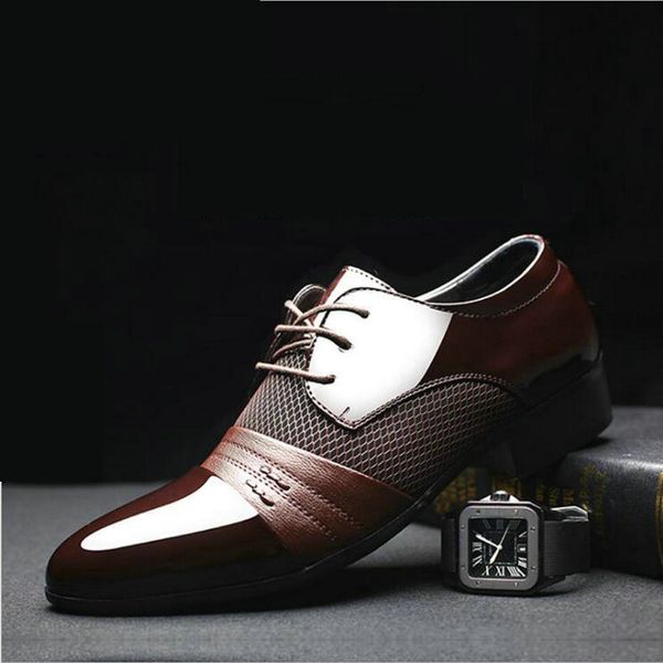 

new fashion man casual party shoes men's lace-up oxfords dress shoes mens pu leather business office wedding 554, Black