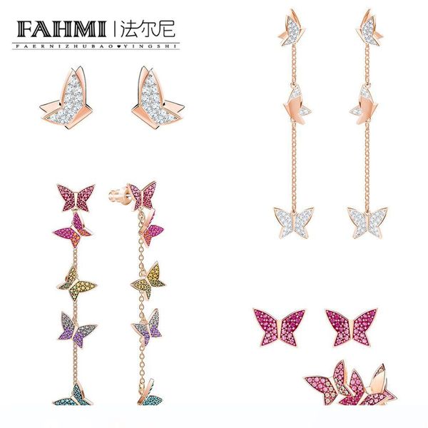 

фахми swa lilia розовое золото бабочка кисточкой перфорированные обруча длинные серьги романтичный и элегантный приносит стильный, авангард, Golden;silver