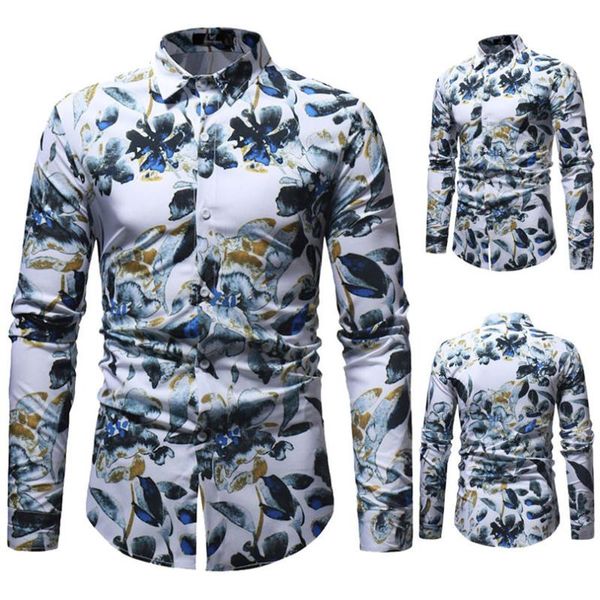 

men's casual shirts fashionable man fashion printed blouse long sleeve slim outwear spring winter white, White;black
