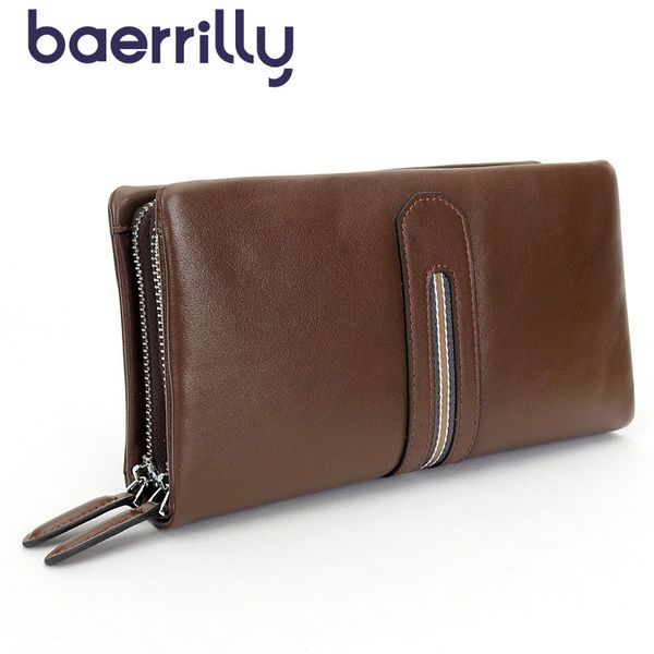 Genuine Leather Men Clutch Bag Zipper Wallet Coin Purse Money Pocket Card Holder