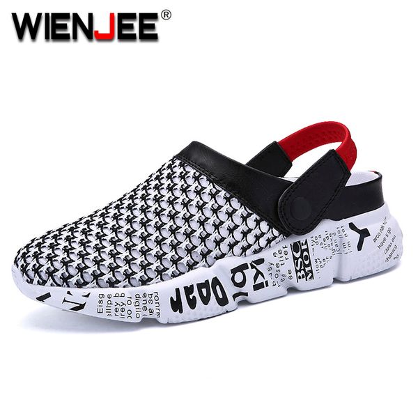 

men sandals plus size 39-46 summer breathable air mesh men lighted slippers outdoor beach mens shoes leisure slippers, Black