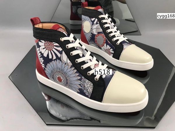 

red bottoms black suede leather flat high shoes 2019 fashion black spikes women men red bottom sneakers flats size 36-46 1 4