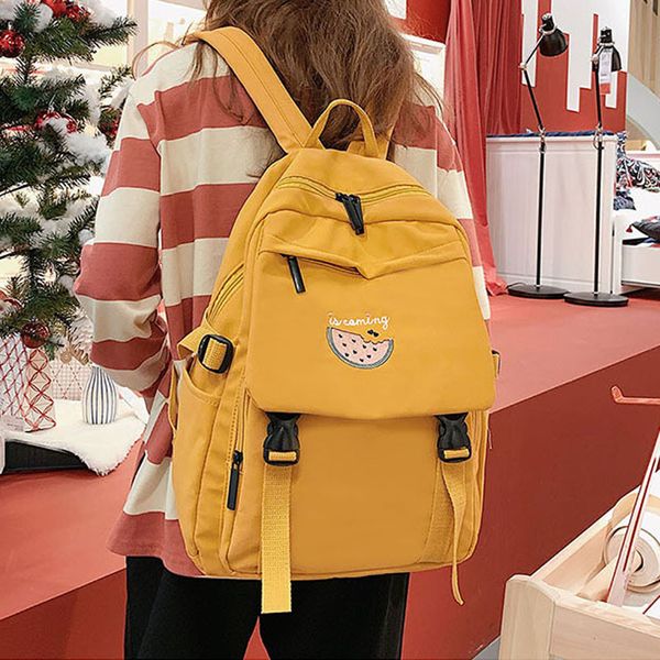 

female backpack new large capacity student school bag multifunctional casual travel bag yellow