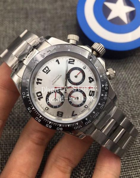 

4 colors automatic 2813 movement watch mens cosmograph watches men 116500 ceramic bezel full steel oyster sport dive wristwatches, Slivery;brown