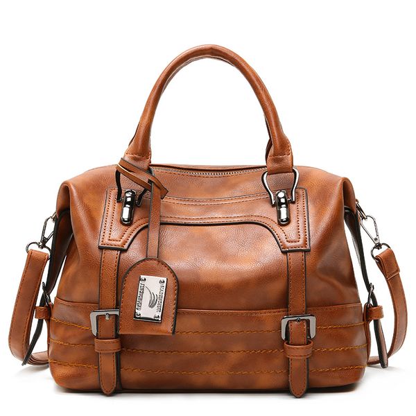 

2019 fashion women's oil wax leather one shoulder oblique satchel handbag woman bag