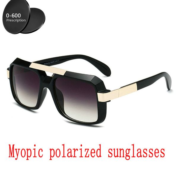 

custom made myopia minus prescription polarized lens men square driving fishing ultra-light aluminum magnesium sunglasses fml, White;black
