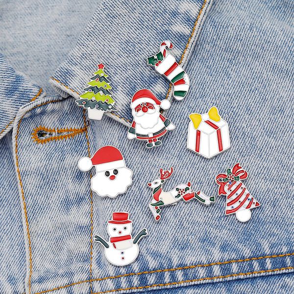 

latest for christmas making brooch pin cute snowman santa christmas tree brooch alloy jewelry colorful new year christmas gift, Gray
