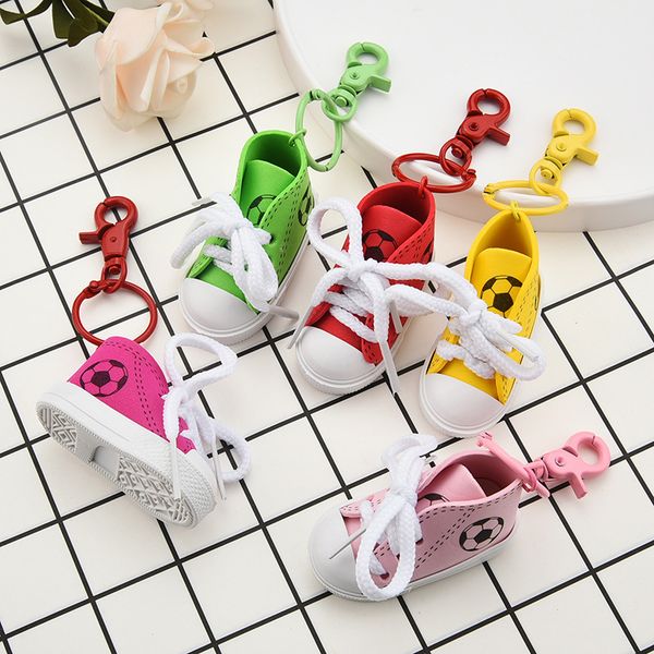 

mini pvc keychains rings cute 3d shoes sneaker key chains for lovers couples fashion bag charms jewelry accessories car keyring holder cheap, Slivery;golden
