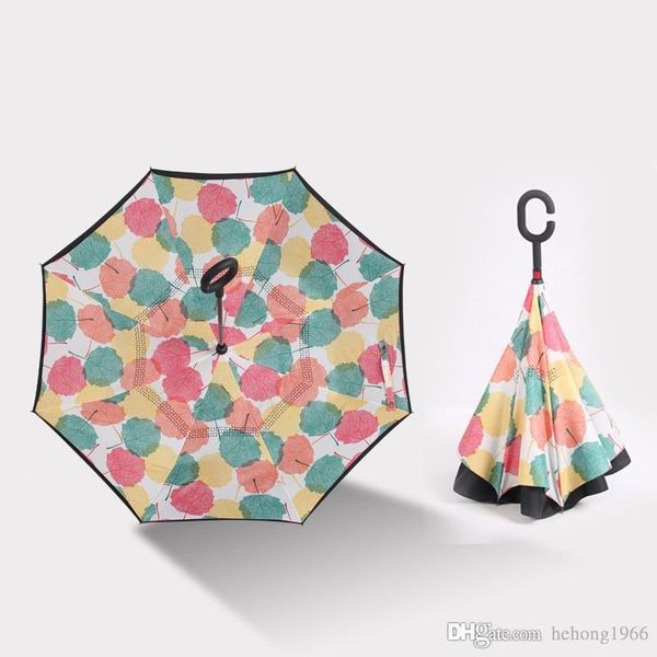 

reverse umbrella double layer c shaped long straight rod creative folding inside inverted wind and rain proof 35 kk r