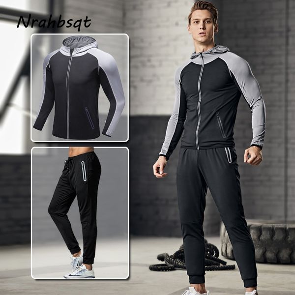 

nrahbsqt 2019 autumn men basketball jersey long sleeved trousers men training suit two piece sports suit running clothes rs058, Black;blue