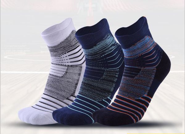 

sports socks men's basketball socks wear durable towel bottom non-slip socks, Black