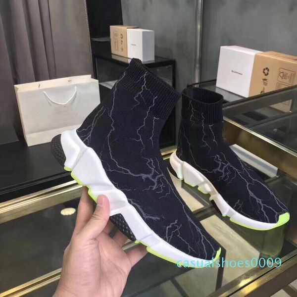 

2019 speed trainer black designer men and women black red casual shoes fashion socks casual shoes jacket boots 34-45 c09
