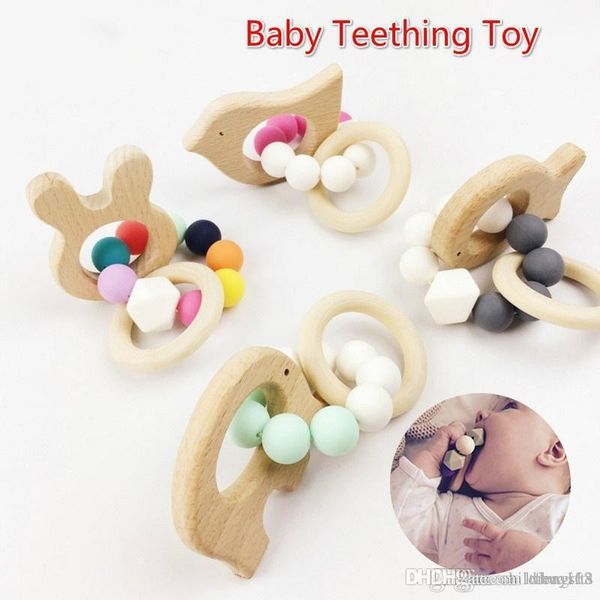 

детские зубные браслет игрушки мелких животных в форме ювелирных изделий прорезыватель для младенцев органическое бука силиконовые бусины ba