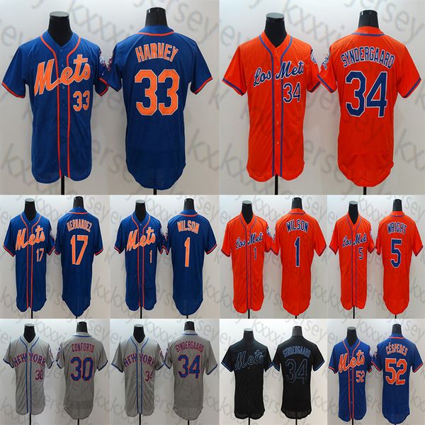 

New York Men's Mets 33 Matt Harvey 52 Yoenis Cespedes 5 David Wright 15 Tim Tebow 17 Keith Hernandez Mookie Wilson Baseball Jersey