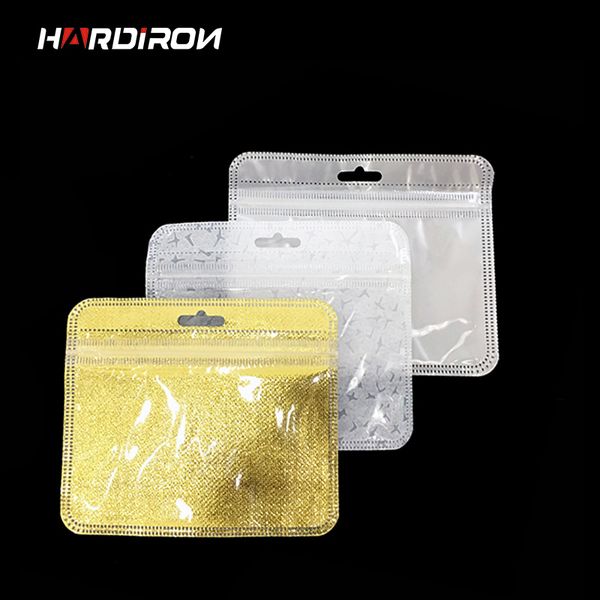 

hardiron 12x10cm front square transparent window perforated hanging bag headwear hairpin dust-proof plastic storage bag