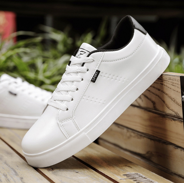 

white shoe smen shoes wild white casual men's shoes, sports shoes, Black