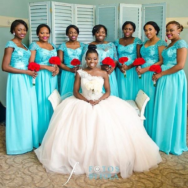 

elegant square neck lace african bridesmaid dresses plus size short sleeves long chiffon wedding party prom dress evening dress gowns, White;pink