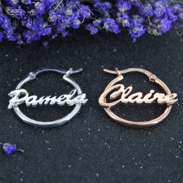 

dodoai name hoop earrings, custom hoop earring, any name available,personalized earrings, gold letter earrings for women, Golden;silver