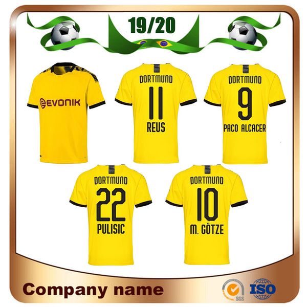 

19/20 Dortmund #11 REUS Soccer Jersey 2019 Home M.GOTZE PULISIC Short sleeve Club shirt Custom football uniforms