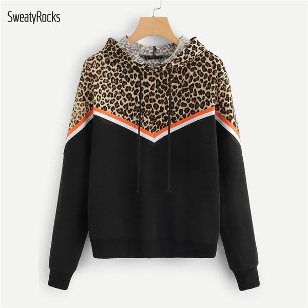 

sweatyrocks поѬивне leopard contrast полоай  длиннм Ѭђкавом оловка  капоном пов Black
