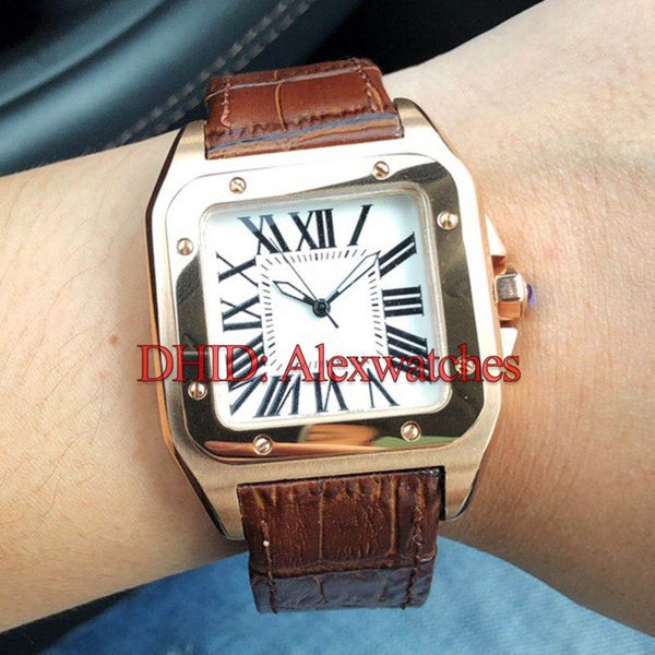 

роскошные часы w20108y1 мужские дизайнерские часы square 39мм розовое золото 316 стальной корпус автоматическое наручные часы коричневый кож, Slivery;brown