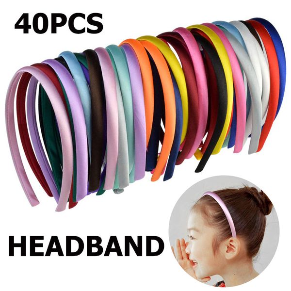 

40pcs hair with solid color simple headband multi-function hair accessories, Brown