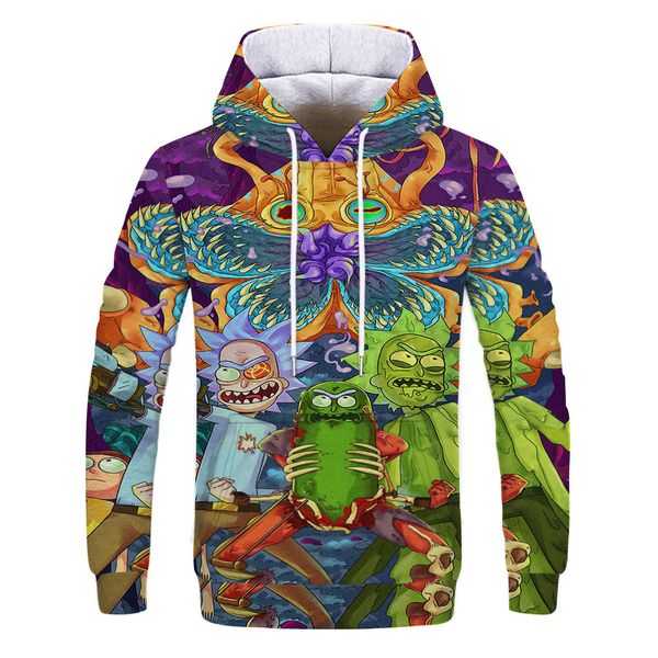 

mens designer cartoon pattern 3d digital printing hoodie, Black