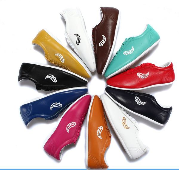

kids&cowhide leathermartial arts tai chi shoes children competition sports wushu training shoes brown/rose